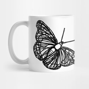 Butterfly line art black, no background Mug